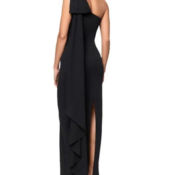 Xscape One Shoulder Chiffon Drape Dress - Picture 2 of 5